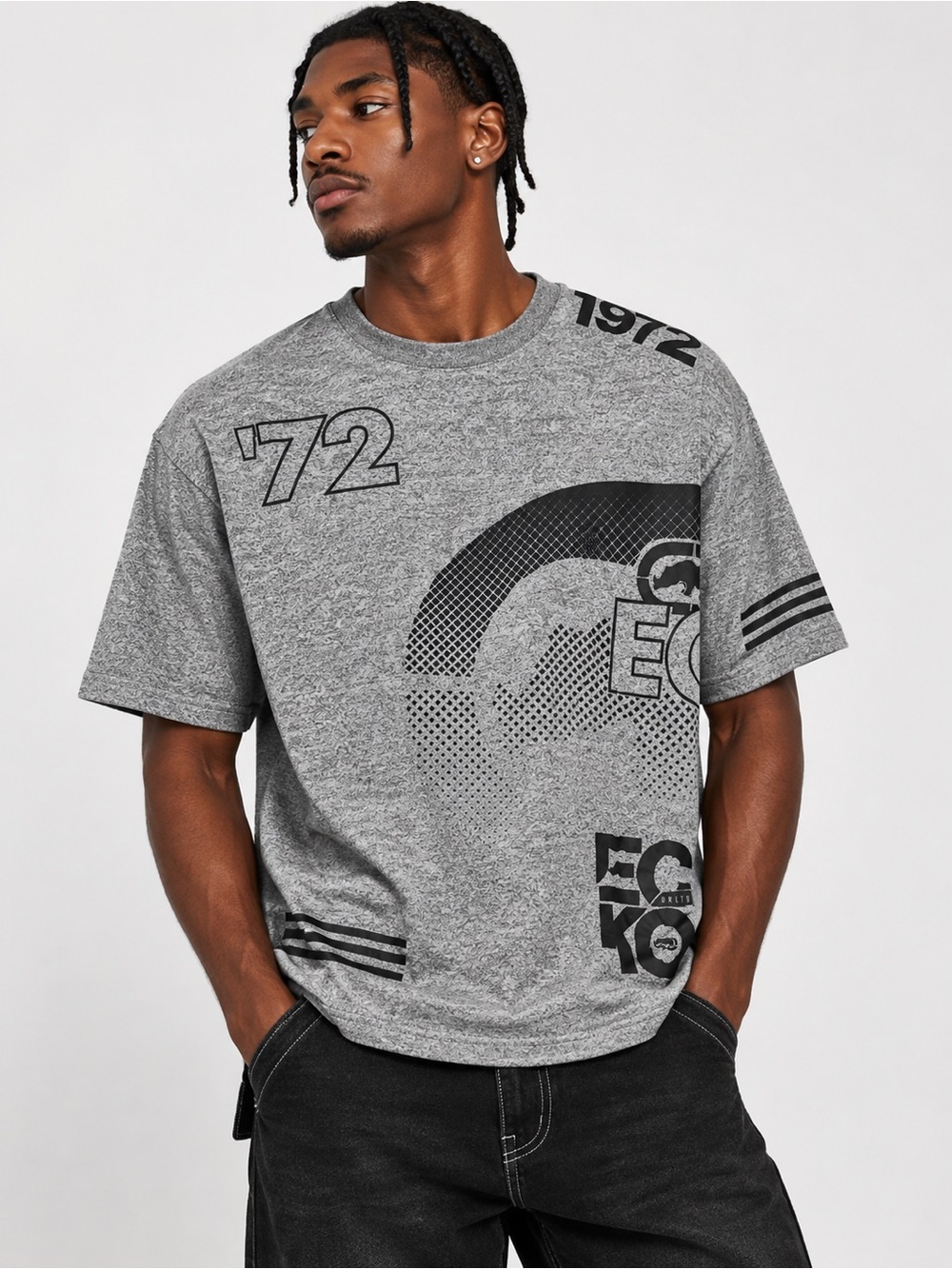 Ecko Unltd. Graphic T-Shirt Grey Marled Size L
